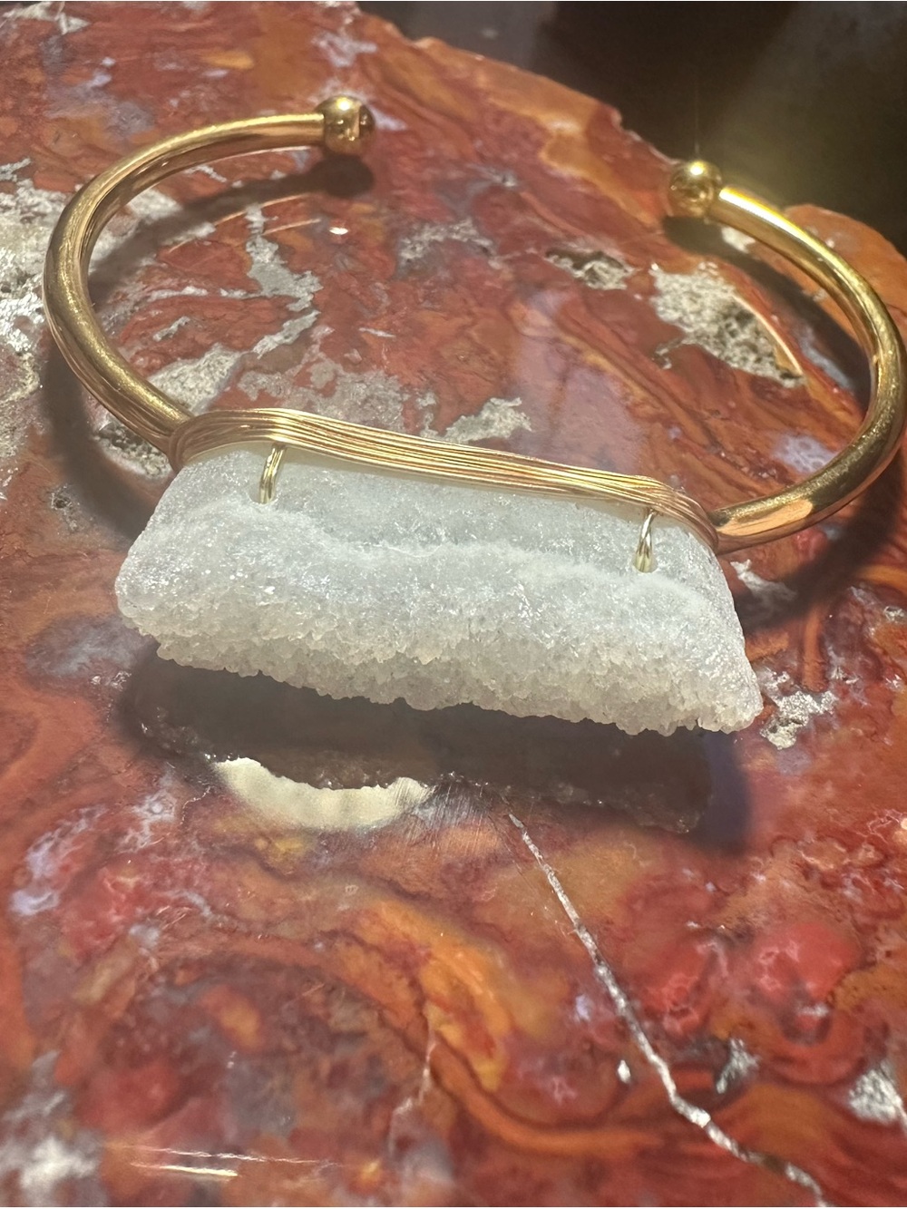 Kinsley Armelle gold cuff with druzy stone